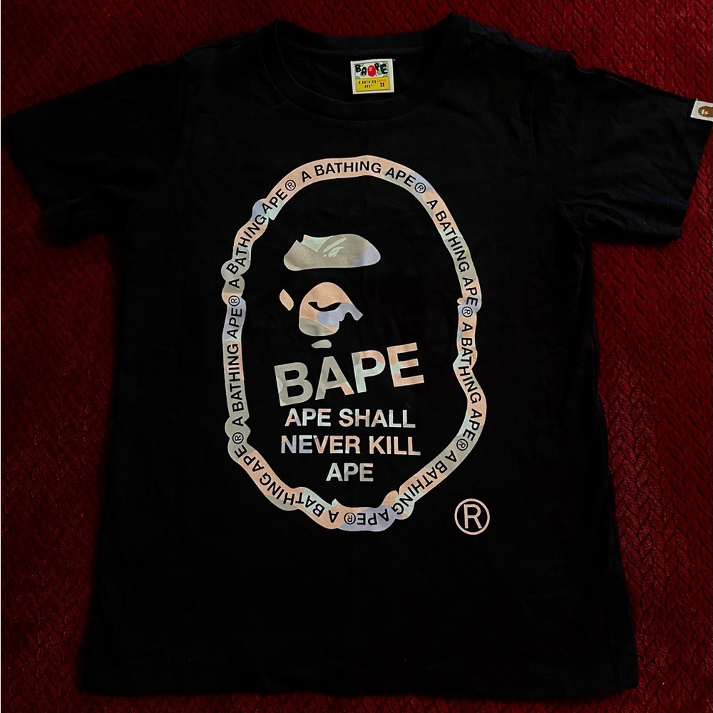 BAPE Black & Pastel Camouflage Ape Head Tee